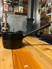 Antique long handled cast iron gypsy pot