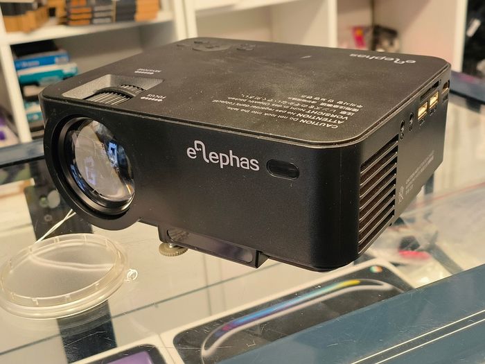 ELEPHAS LED Projector Multimedia LED Mini Video Projector for Home Theater Support 1080P PC Laptop PS4 Phones Xbox and TV Box etc, Black/ Used