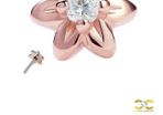 Mini Gem Flower Push-In Stud Earring, 14k Rose Gold