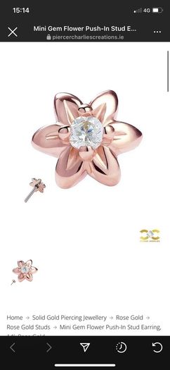 Mini Gem Flower Push-In Stud Earring, 14k Rose Gold