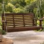 Wooden Porch Swing 4.5 ft, Patio bench swing for Courtyard & Garden, Upgraded 880 lbs Strong Load Capacity, Heavy Duty Swing Chair Bench with Hanging Chains for Outdoors, Carbonized Brown Image 2