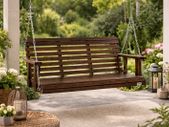 Wooden Porch Swing 4.5 ft, Patio bench swing for Courtyard & Garden, Upgraded 880 lbs Strong Load Capacity, Heavy Duty Swing Chair Bench with Hanging Chains for Outdoors, Carbonized Brown