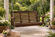 Wooden Porch Swing 4.5 ft, Patio bench swing for Courtyard &amp; Garden, Upgraded 880 lbs Strong Load Capacity, Heavy Duty Swing Chair Bench with Hanging Chains for Outdoors, Carbonized Brown