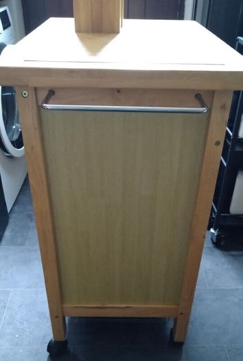 Solid Wood Butcher Block Kitchen Cabinet on casters