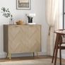 Sideboards for Living Room Wooden Storage Cabinet Herringbone Small Sideboard with Adjustable Shelves Image 3