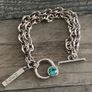 Antique Silver Plated Crystal Toggle Bracelet Image 5