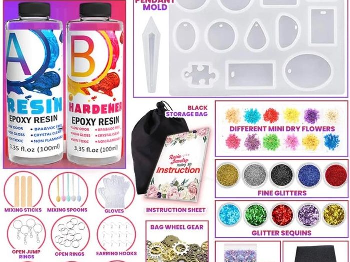 Resin Jewelry Making Kit - Resin Kits for Beginners with Molds and Resin Making Supplies - Silicone Casting Mold, Tools Set and Clear Epoxy Resin for DIY Jewelry Craft (FREE POSTAGE)
