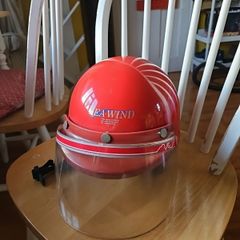 Vintage and quirky Suzuki safety helmet with visor.