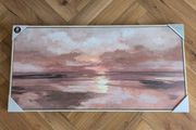 Brand New Abstract Framed Canvas - Mauve Pink - 100x50cm