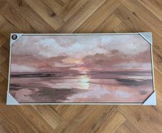 Brand New Abstract Framed Canvas - Mauve Pink - 100x50cm