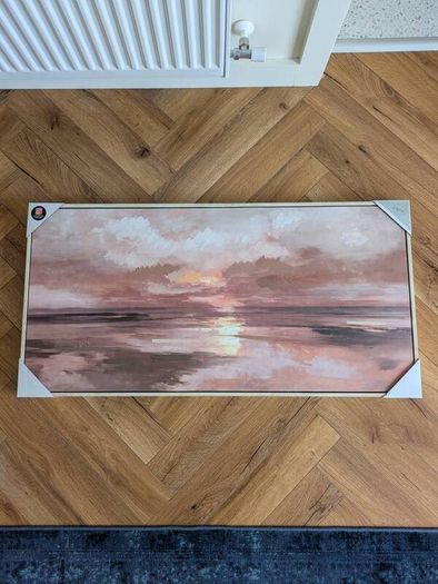 Brand New Abstract Framed Canvas - Mauve Pink - 100x50cm