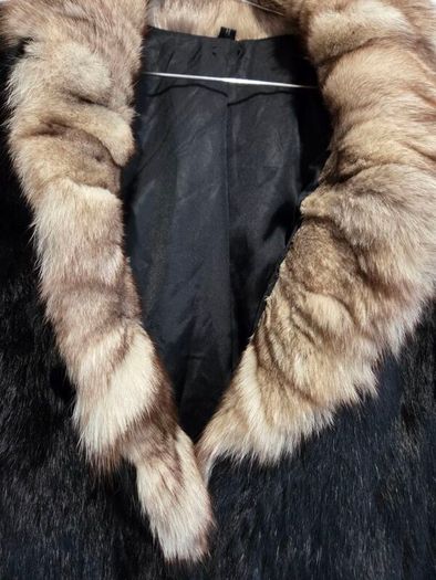 Vintage Real Fur Jacket Size M Elegant Black Glossy Finish, Luxury Evening Wear