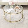 Living Room Coffee Table Living Room Glass AER Frame Round Coffee Table Gold Image 3