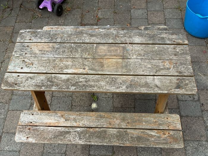 kids garden bench and table