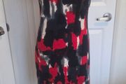 AX Paris Red Black Abstract Print Frill Sleeve Bodycon Dress Size 12 Party