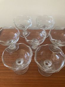 7 Retro 1970s Glass Dessert/Cold Starter Dish Set