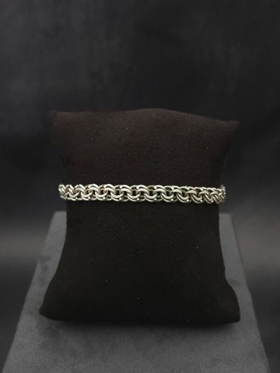 Vintage Double Rolo Interlocking Rings 800 Silver Bracelet