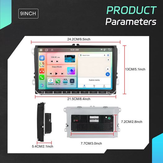 2+64g 9'' 2din Car Stereo For Vw Magotan Golf Passat Tiguan Caddy Multimedia Player Carplay Android Auto Wifi Gps Fm Rds Bt Car Audio
