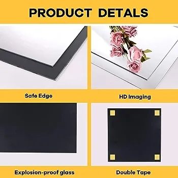 Full length mirror Tiles, 30cm x 30cm 4 Pack-Self Adhesive Real Glass Frameless Wall Mirrors for Home Decoration
