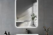 45 x 60cm Electric Vanity Mirror With Backlit Lights For Shower Shaving, Wall Mounted Dimmable 3 Color Lighting, IP54, Vertically Only