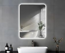 45 x 60cm Electric Vanity Mirror With Backlit Lights For Shower Shaving, Wall Mounted Dimmable 3 Color Lighting, IP54, Vertically Only