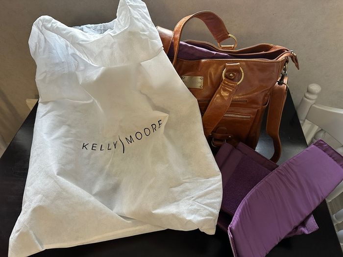 Kelly Moore Camera Bag, Leather Tote, DSLR Shoulder Bag, Laptop Bag, Cognac / Tan, Padded Dividers, Dust Bag