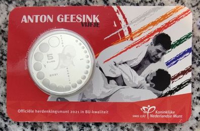 Netherlands 5 Euro Base Metals (Silver Plated) Brilliant Uncirculated Coin 2021 - Anton Geesink