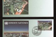2009 United Nations Vienna pre-paid envelope (postal stationary) showing Vienna International Centre on the banks of the Danube river which houses the United Nations Agency mint and used on first day of issue 7th May 2009