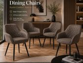 Dining chair set of 4 diamond quilting faux leather Brown or Grey