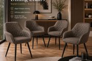 Dining chair set of 4 diamond quilting faux leather Brown or Grey