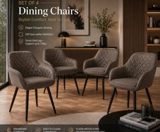 Dining chair set of 4 diamond quilting faux leather Brown or Grey