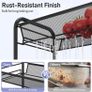 4-Tier Rolling Cart,Easy Assemble Mobile Storage Trolley On Wheels,Slide Out Utility Cart Shelving Units Kitchen Bathroom Laundry Room,Black Image 4