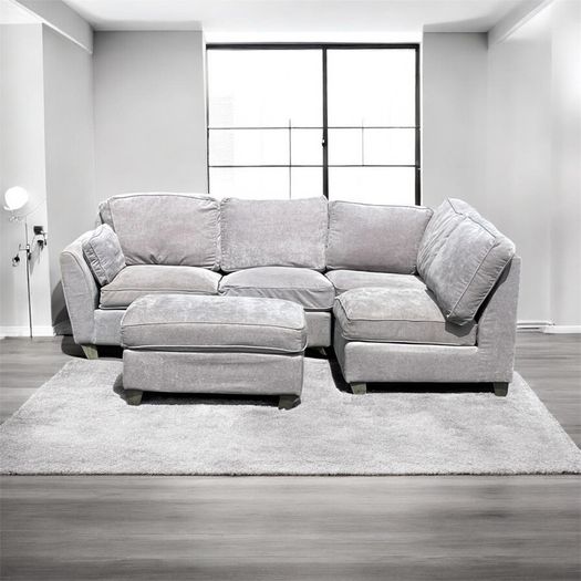 grey corner sofa +footstool