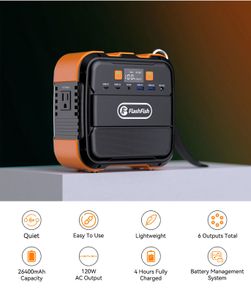220V AC Outlet 120W Portable Power Station 98Wh 26400mAh Solar Generator Camping Outdoor Power Socket Battery