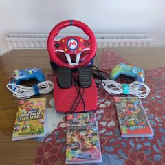 Super Mario Nintendo switch pack - 3 games, 2 pro controllers and a steering wheel