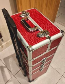 QUICK SALE! 4-Tier Rolling Makeup Train Case - Red Crocodile Effect (Dublin 13)
