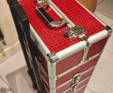 QUICK SALE! 4-Tier Rolling Makeup Train Case - Red Crocodile Effect (Dublin 13)