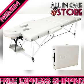 Portable Massage Bed Table - 3-Section Aluminium Foldable Beauty Couch for Reiki Therapy Treatment Salon Healing - Metal Headrest Support/with Carry Bag (FREE SHIPPING)