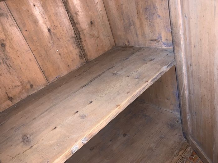 Old Irish Antique Pine,  Glass Front Dresser