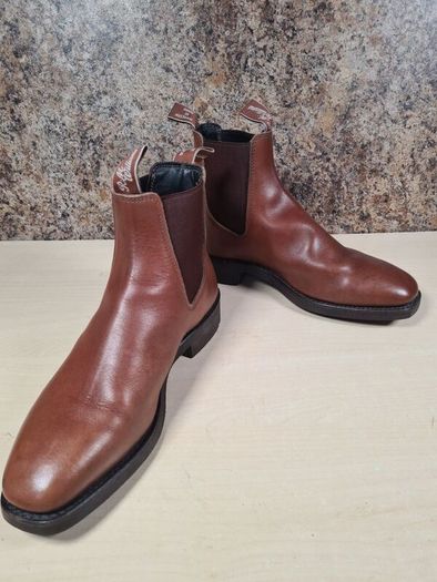 Mens Rm Williams Comfort Craftsman Chelsea Boots Dark Tan Size Uk 8 H Wide Foot