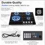 Gas Hob 4 Burners, 60cm Black Glass Gas Cooker Hob, 8060W Wok Burner, Built-in Cooktop with Flame Failure Protection, NG/LPG Convertible Image 5