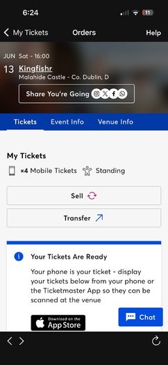 2 x kingfisher tickets - Dublin