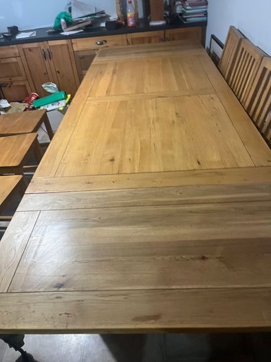 Solid Oak extending dining table and chairs