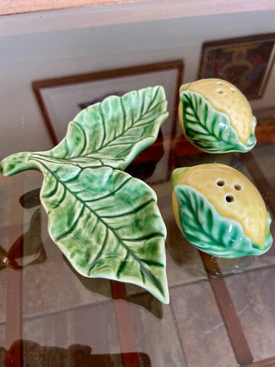 Vintage Collectable Portuguese Lemon Condiment  Shakers Bordallo Pinheiro