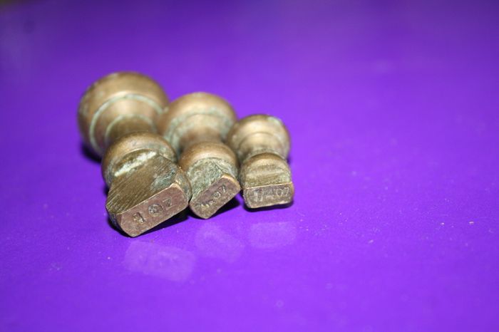 Antique Imperial Small Aged Brass Bell Weights - Apothecary - Kitchen Scales