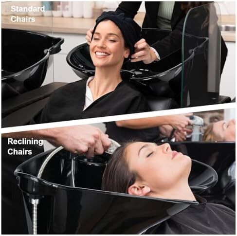 Portable Salon Basin Shampoo Bowl Sink With Electric Pump, Height Adjustable Hair Washing Basin With 2 Bucket & Drain Hoses for Home Barber Shop Use