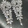 Earrings Cubic Zirconia Dangle Silver Tone Image 3
