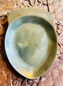 Vintage Solid Brass Pocket Change Dish Coin Tray Jewellery Trinket Holder