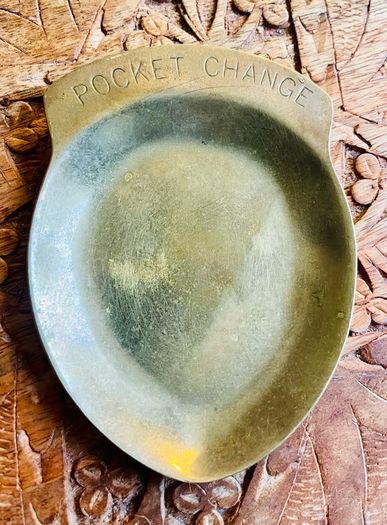 Vintage Solid Brass Pocket Change Dish Coin Tray Jewellery Trinket Holder