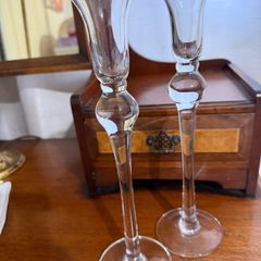 Pair of Glass Candle Sticks